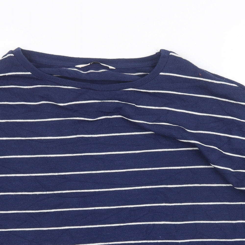 TU Womens Blue Striped Knit Pullover Jumper Size 14