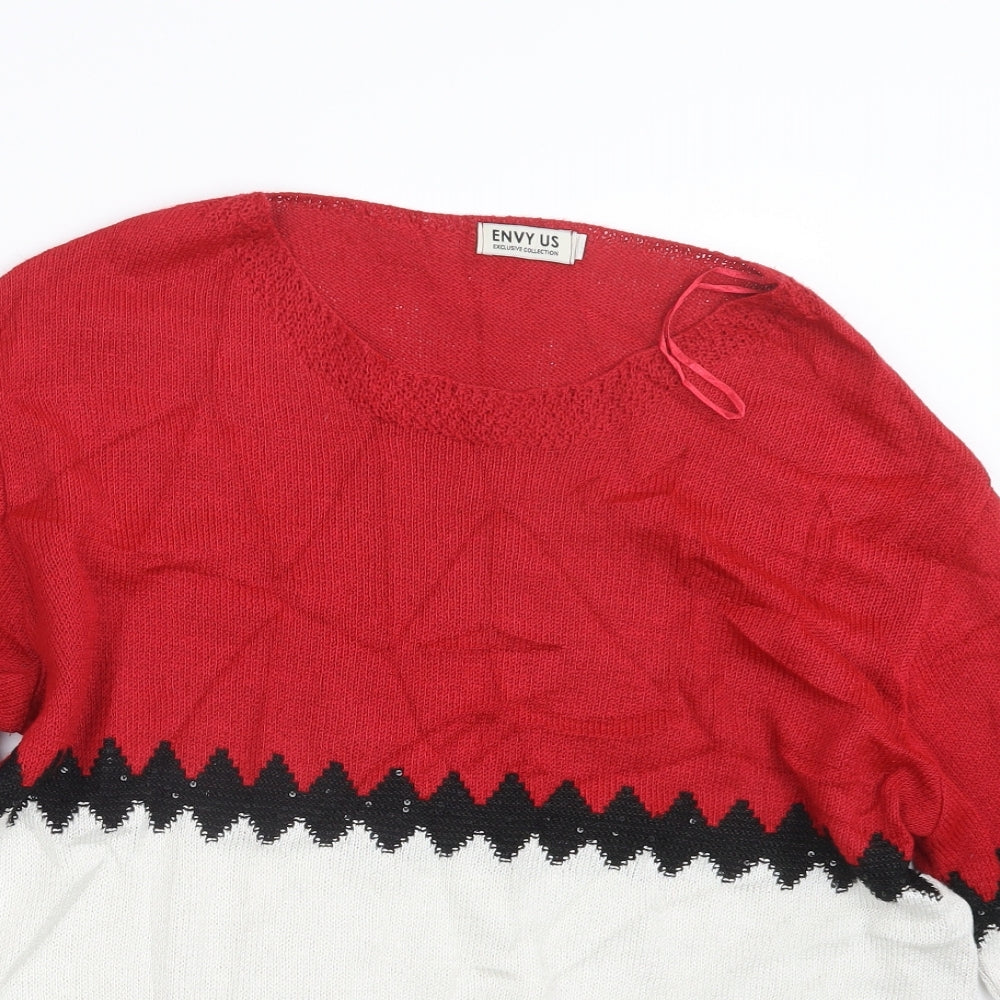 Womens UK Size XL Envy Us Red Pullover Jumper