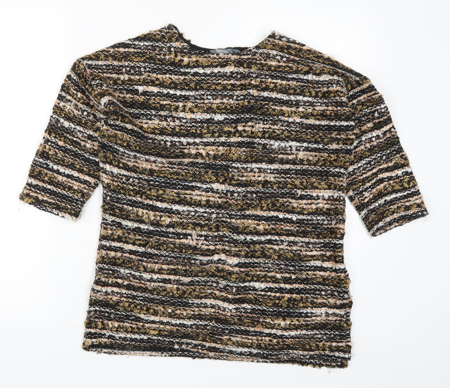 Nutmeg Womens Brown Striped Knit Pullover Jumper Size 8