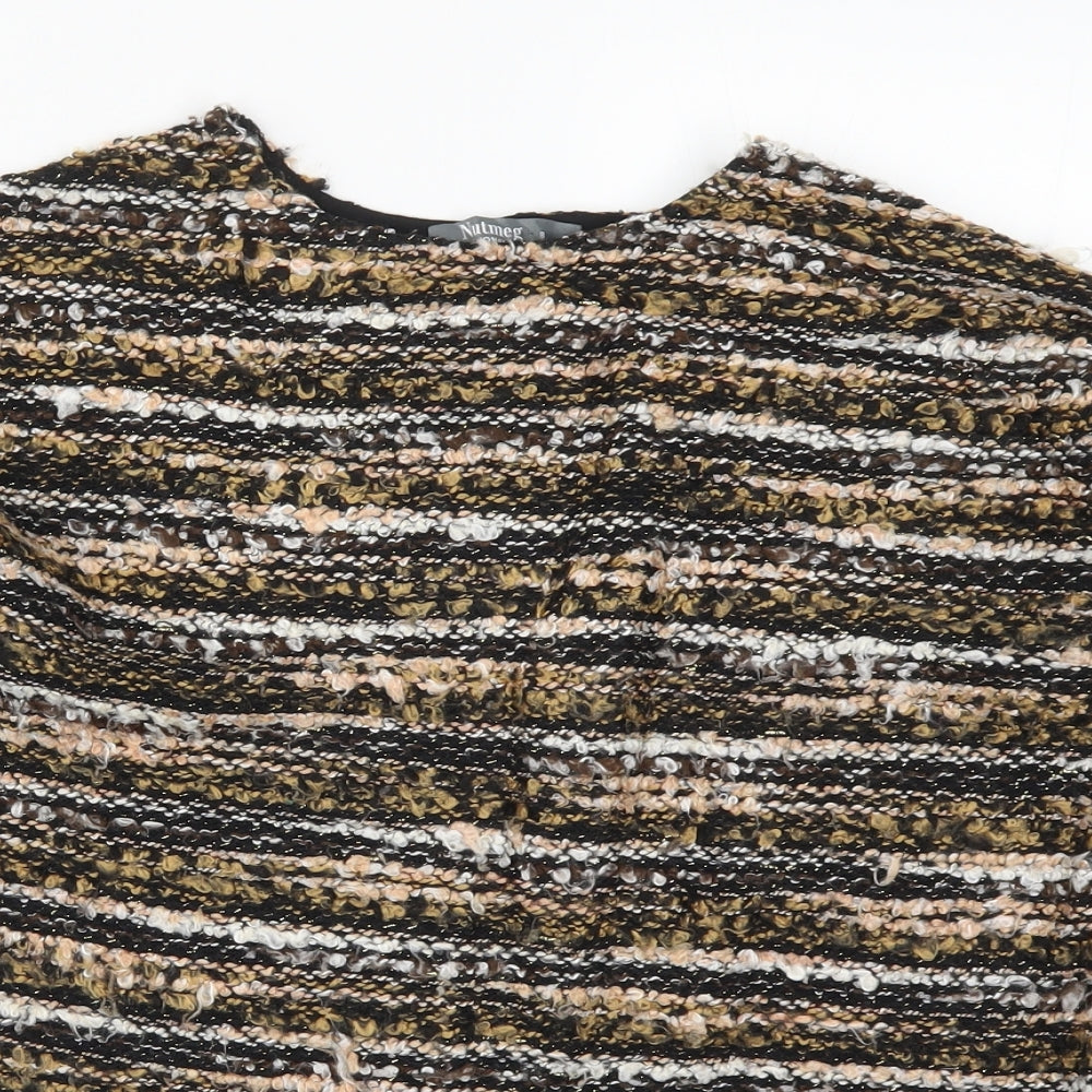 Nutmeg Womens Brown Striped Knit Pullover Jumper Size 8