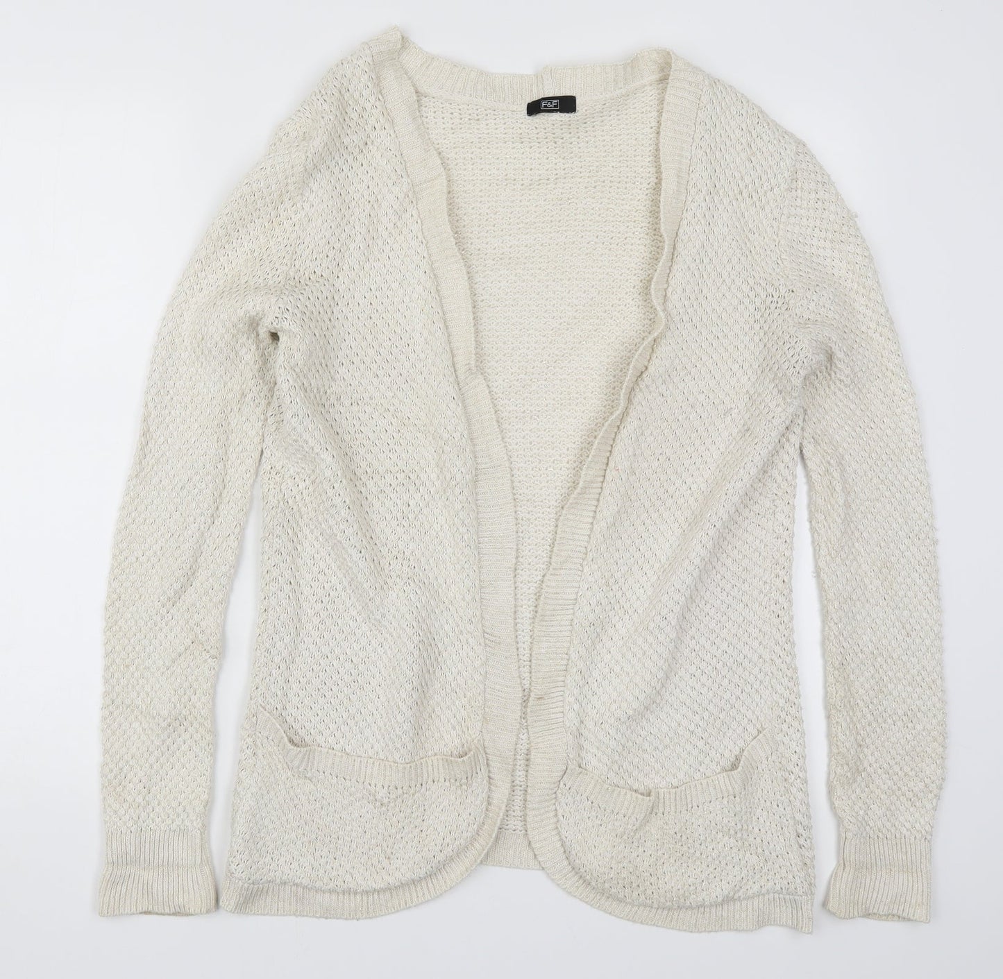 Womens UK Size 14 F&F Beige Cardigan Jumper