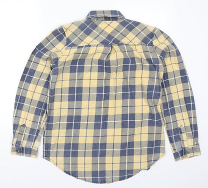C&C Womens Yellow Check  Basic Button-Up Size M