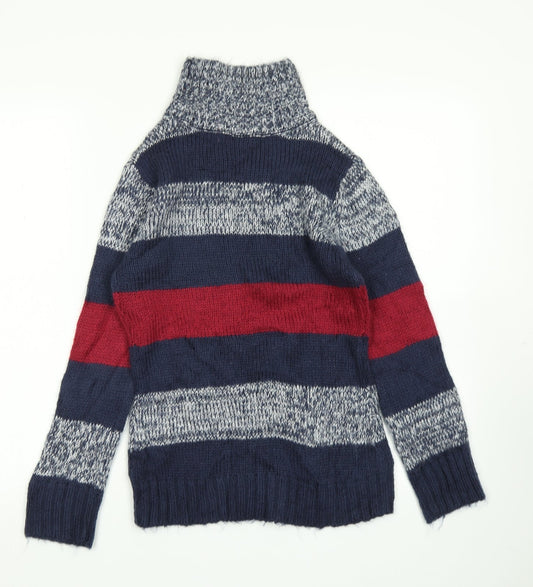 FLAM Womens Blue Striped Knit Pullover Jumper Size S