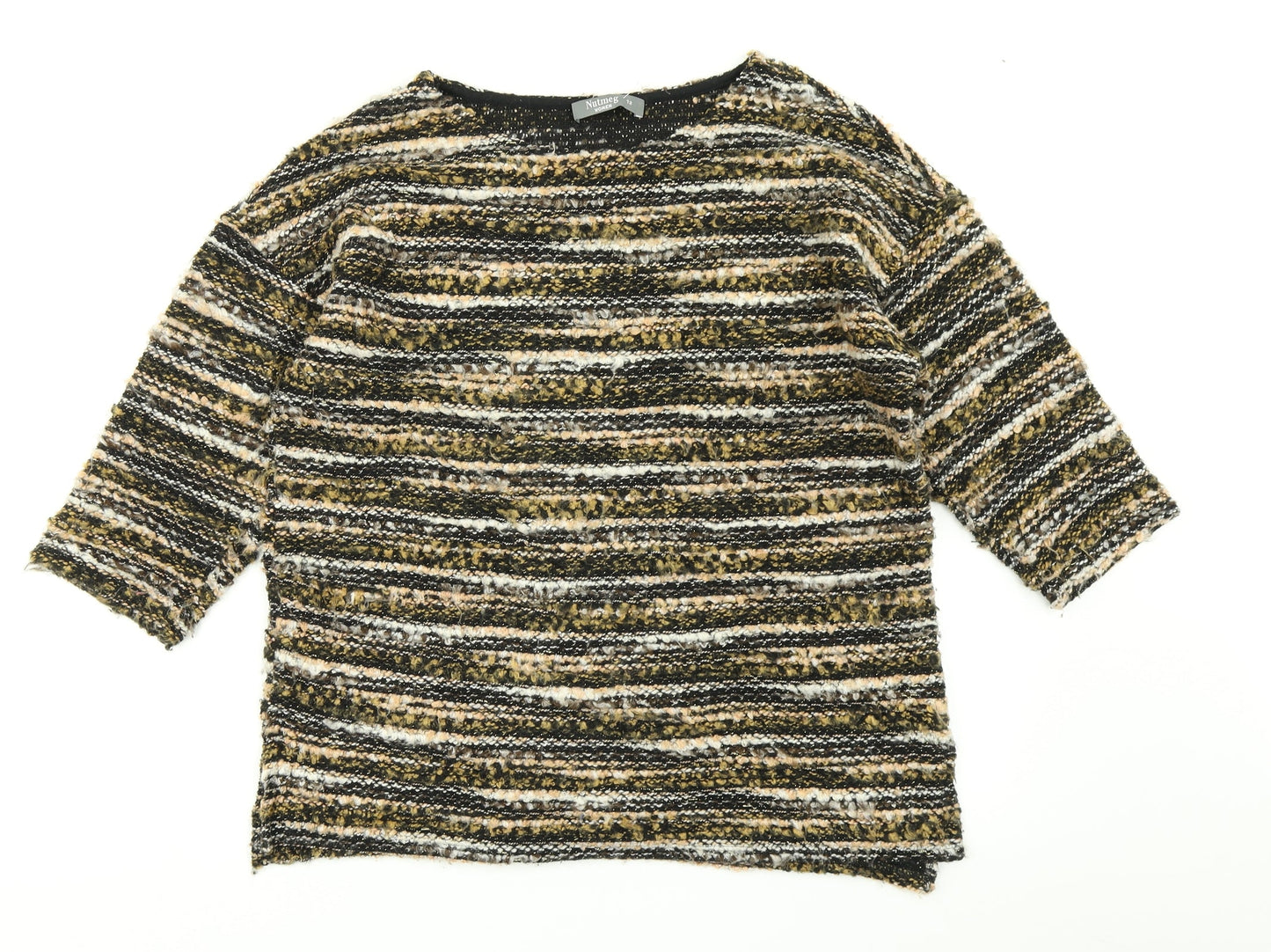 Nutmeg Womens Brown Striped  Pullover Jumper Size 12