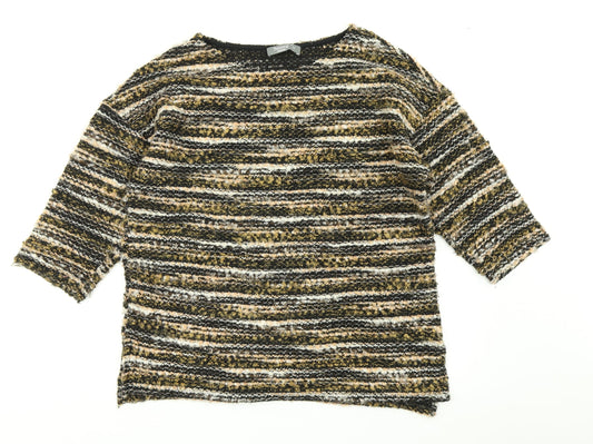 Nutmeg Womens Brown Striped  Pullover Jumper Size 12