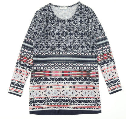 Alexara Womens Blue Batik Knit A-Line  Size 14
