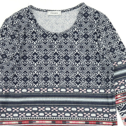 Alexara Womens Blue Batik Knit A-Line  Size 14