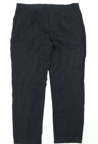 Womens UK Size 14 M&S Collection Regular Fit Dress Pants Blue Trousers