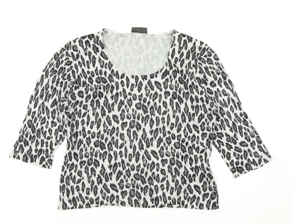 Alex & Co Womens Grey Animal Print Knit Pullover Jumper Size 12