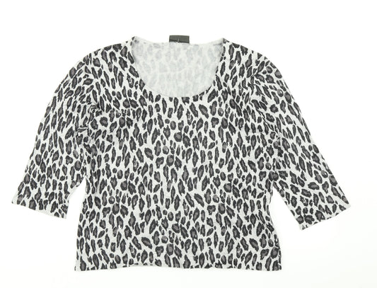 Alex & Co Womens Grey Animal Print Knit Pullover Jumper Size 12