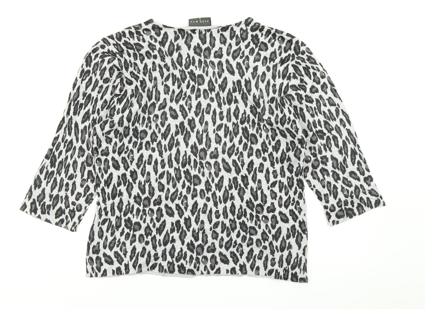 Alex & Co Womens Grey Animal Print Knit Pullover Jumper Size 12
