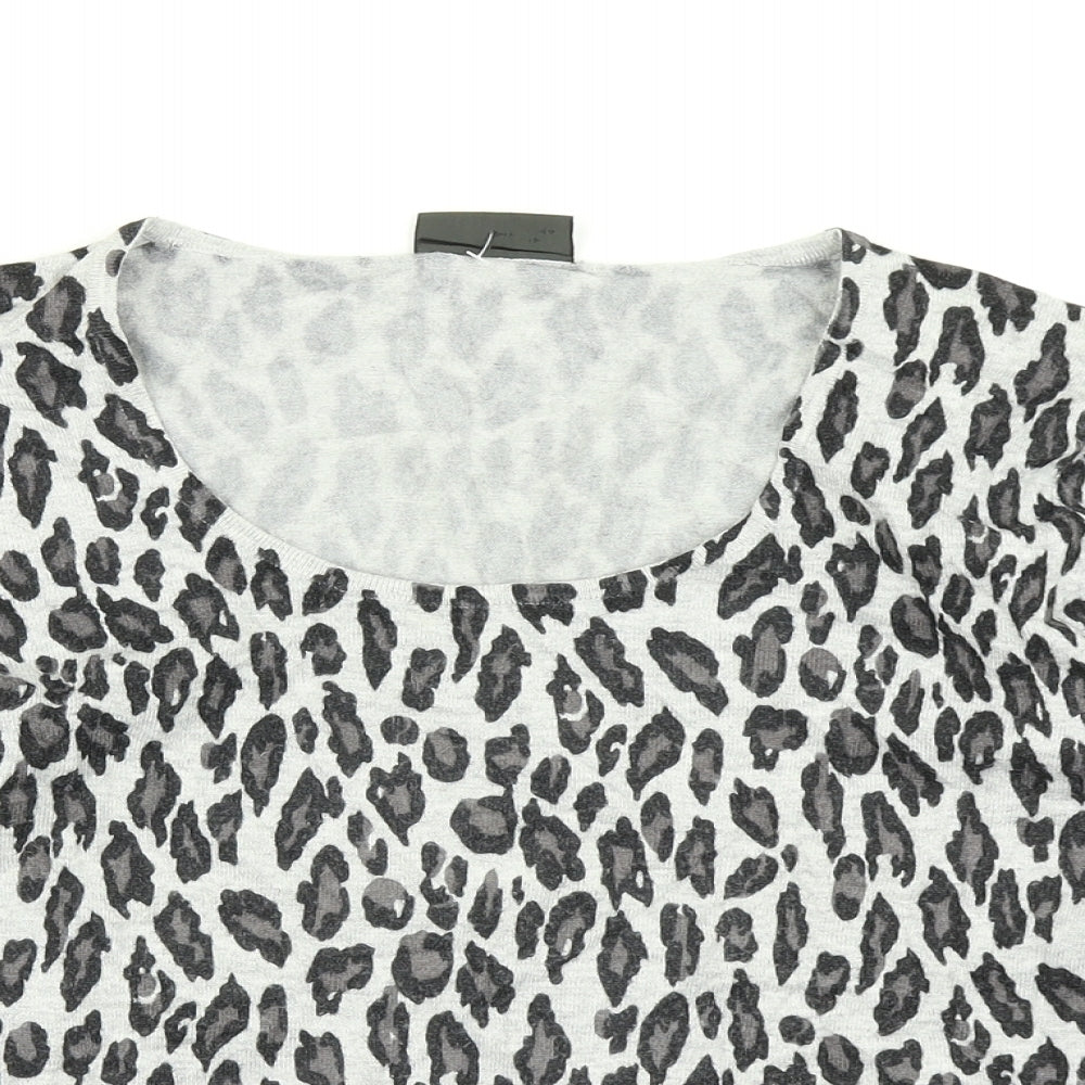 Alex & Co Womens Grey Animal Print Knit Pullover Jumper Size 12