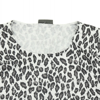 Alex & Co Womens Grey Animal Print Knit Pullover Jumper Size 12