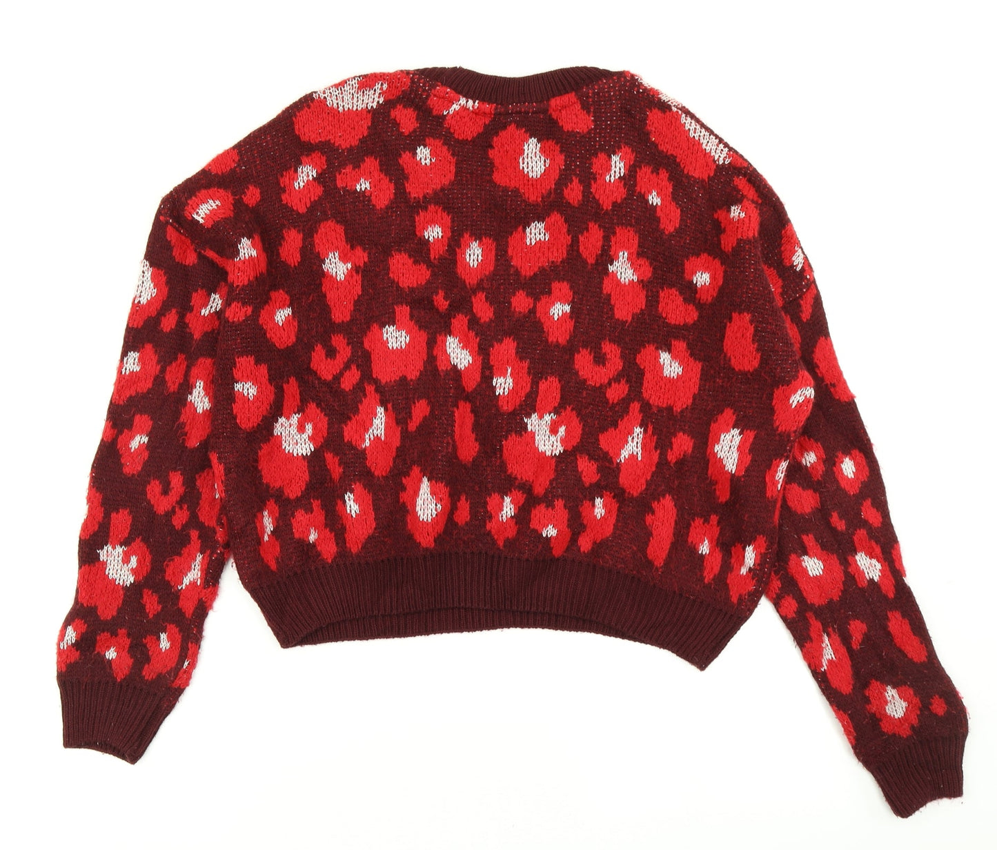 Primark Womens Red Animal Print Knit Pullover Jumper Size S