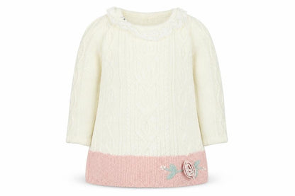 Catherine Malandrino Girls White Colourblock Knit Jumper Dress  Size 3-6 Months