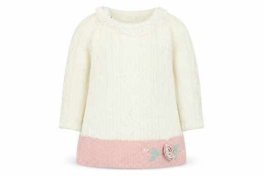 Catherine Malandrino Girls White Colourblock Knit Jumper Dress  Size 3-6 Months