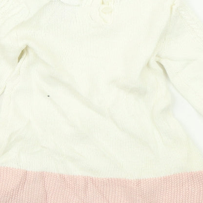 Catherine Malandrino Girls White Colourblock Knit Jumper Dress  Size 3-6 Months