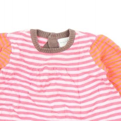 Mini Club Girls Pink Striped Knit Jumper Dress  Size 3-6 Months