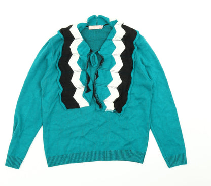 Womens UK Size M Elegant Green Pullover Jumper