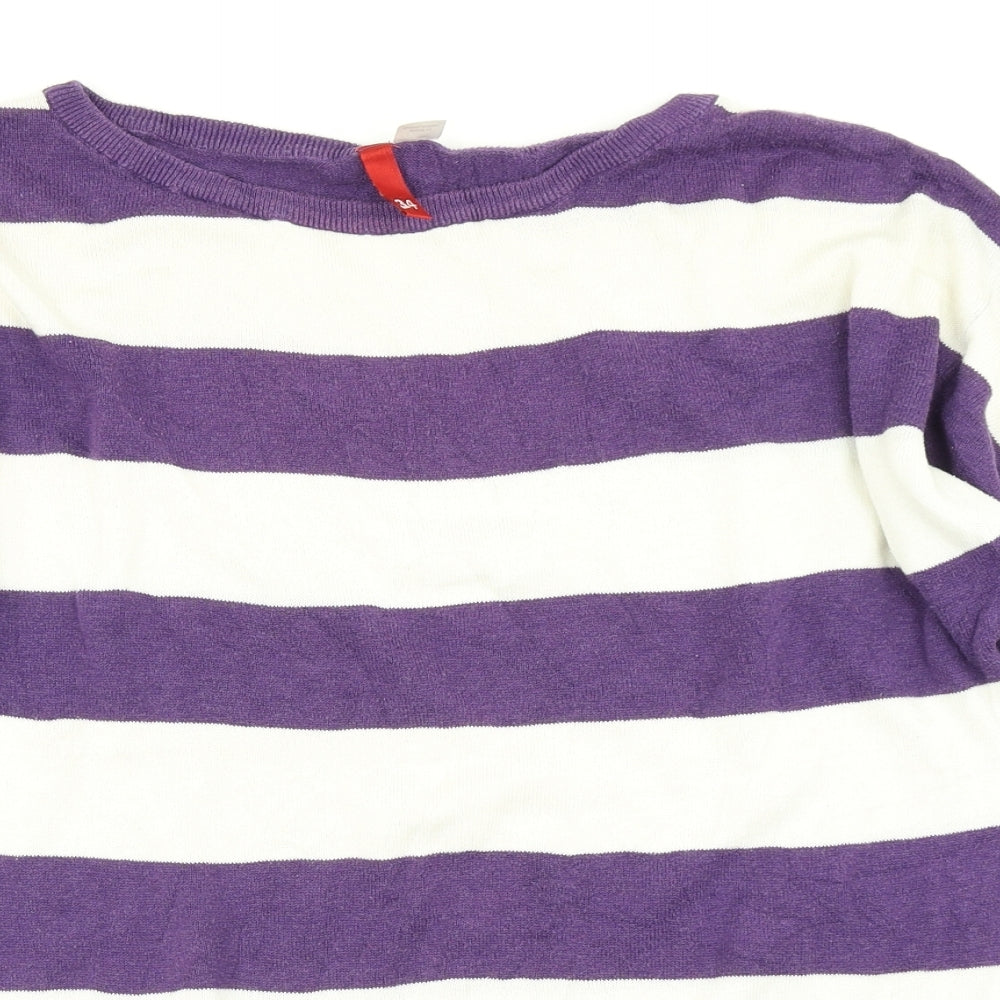 Divided Mens Purple Striped Knit Pullover Jumper Size S
