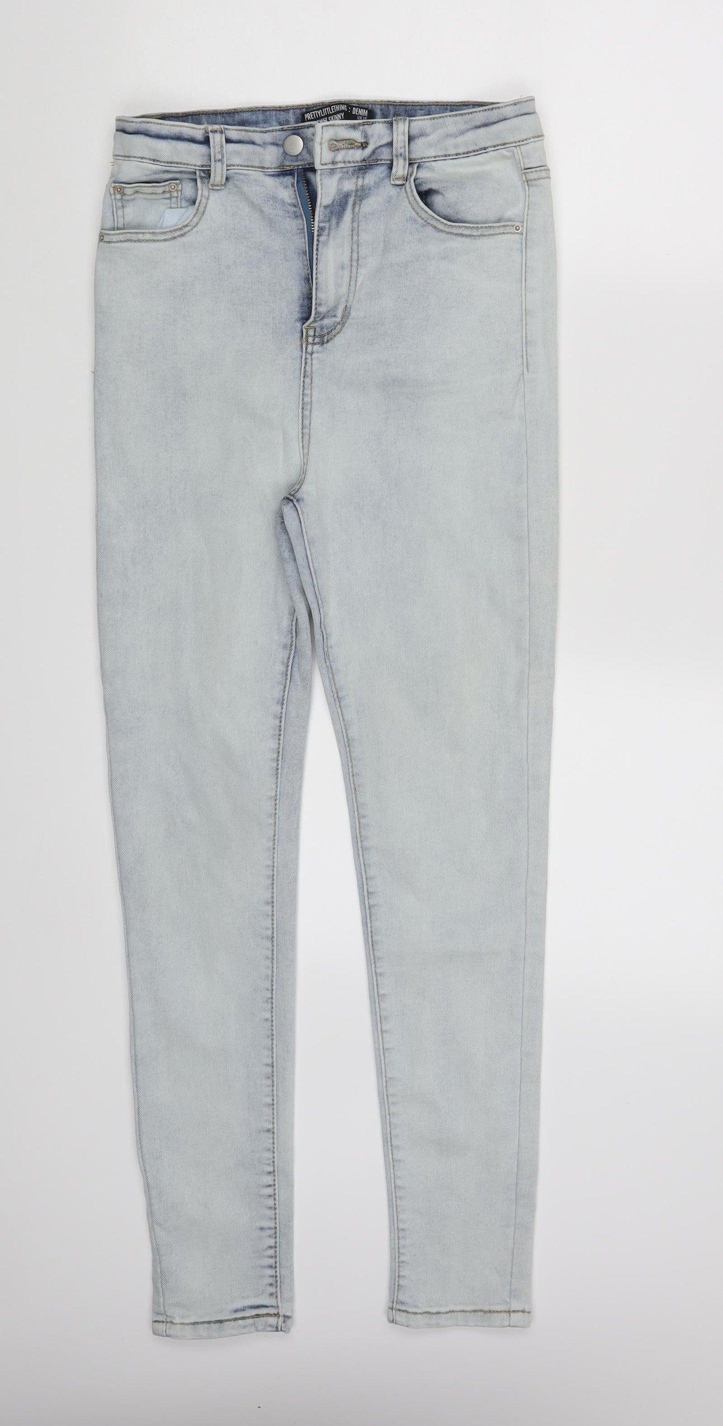 PRETTYLITTLETHING Womens Blue  Denim Skinny Jeans Size 10 L27 in