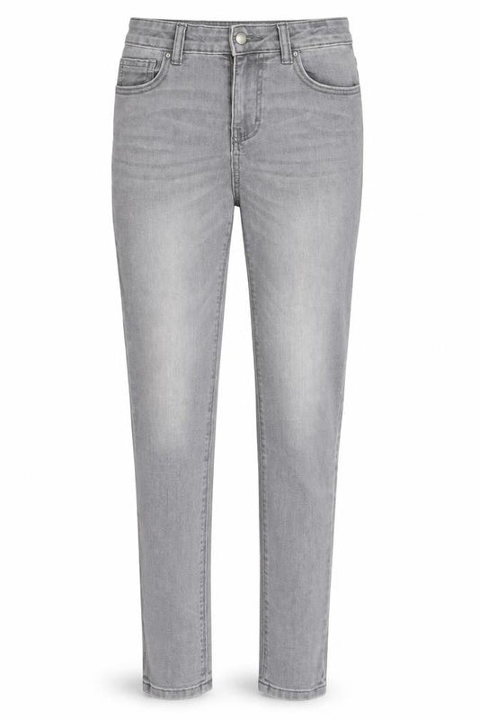 Front view of Denim & Co. women’s grey denim skinny jeans, size UK 10, 30-inch leg
