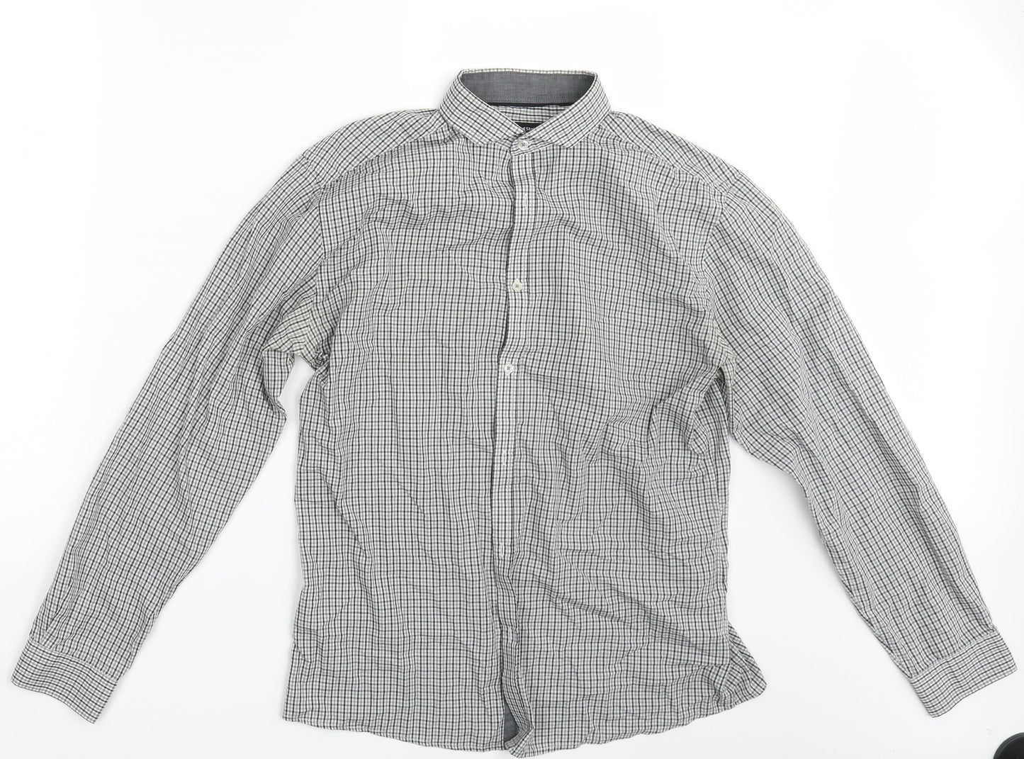 Mens UK Size 15.5 Cedar Wood State White  Button-Up Long Sleeve Casual Shirt