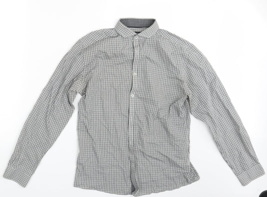 Mens UK Size 15.5 Cedar Wood State White  Button-Up Long Sleeve Casual Shirt