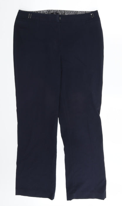 Womens UK Size 14 M&Co Regular Fit Dress Pants Blue Trousers