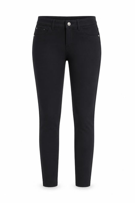 Front view of Denim & Co. women’s black jegging jeans, size UK 10, 29-inch leg