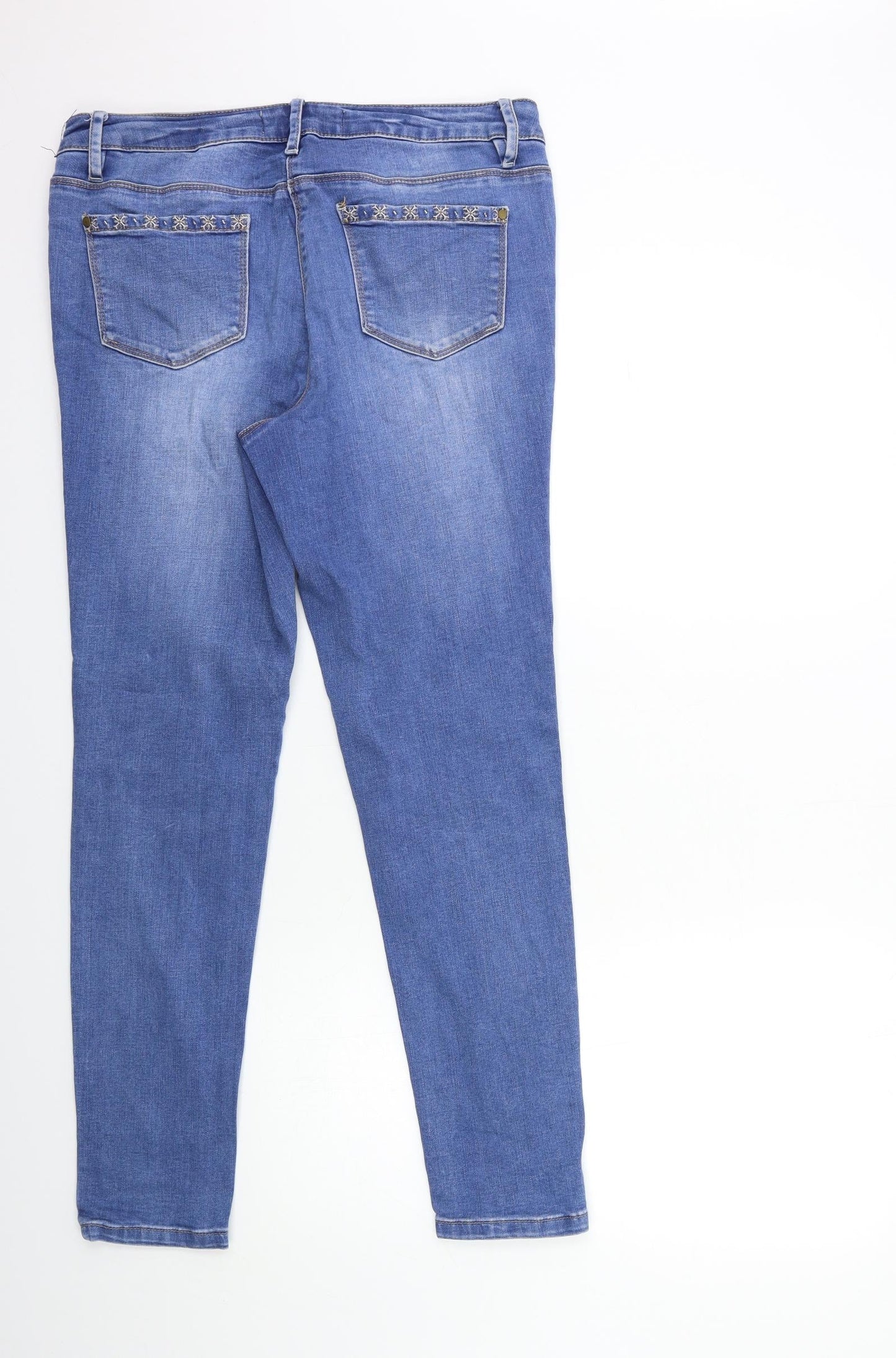 George Womens Blue Floral Denim Skinny Jeans Size 12 L28 in