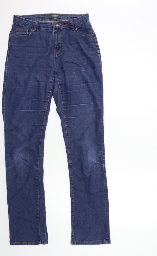 Denim & Co. Womens Blue  Denim Straight Jeans Size 8 L34 in