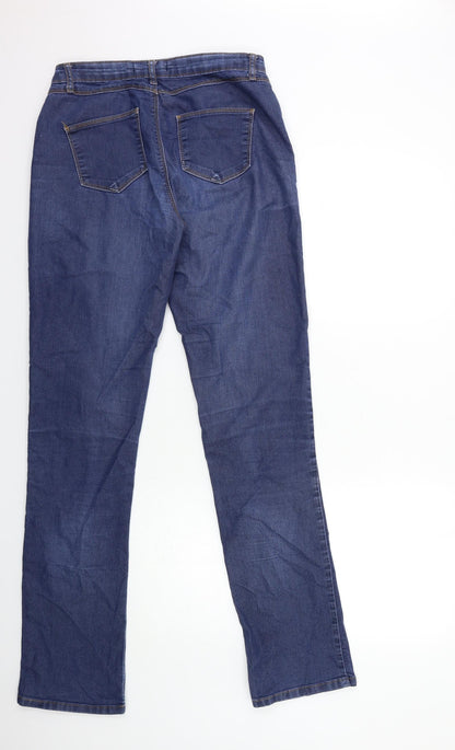 Denim & Co. Womens Blue  Denim Straight Jeans Size 8 L34 in