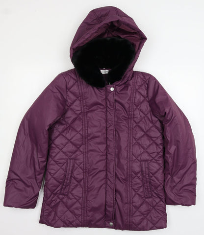 Womens UK Size 10 Damart Purple Parka Coat