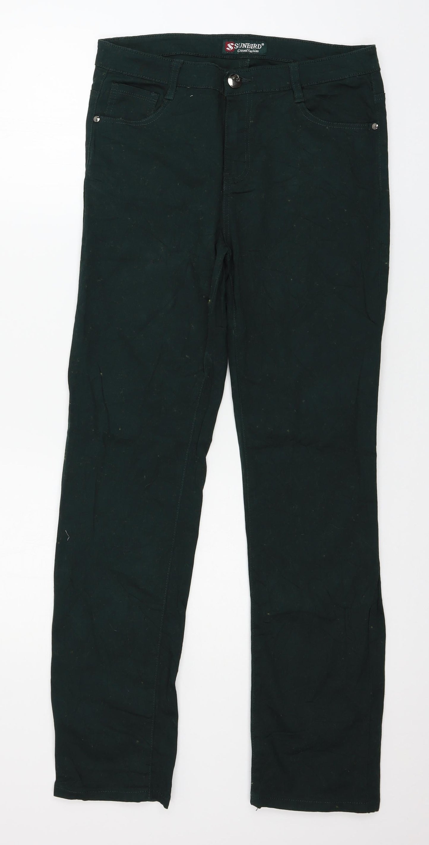 Sun Bird Womens Green  Denim Straight Jeans Size 32 in L29 in