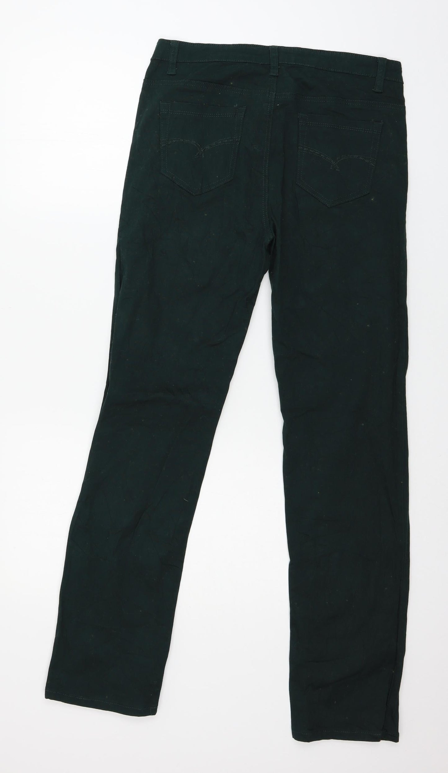 Sun Bird Womens Green  Denim Straight Jeans Size 32 in L29 in