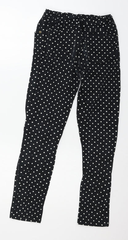 Preworn Girls Black Polka Dot Denim Skinny Jeans Size 12-13 Years