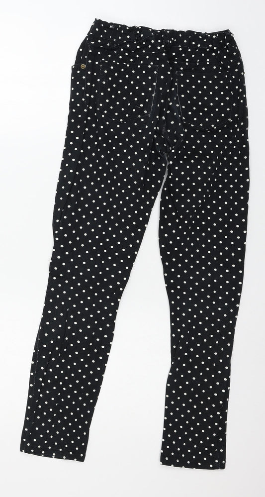 Preworn Girls Black Polka Dot Denim Skinny Jeans Size 12-13 Years