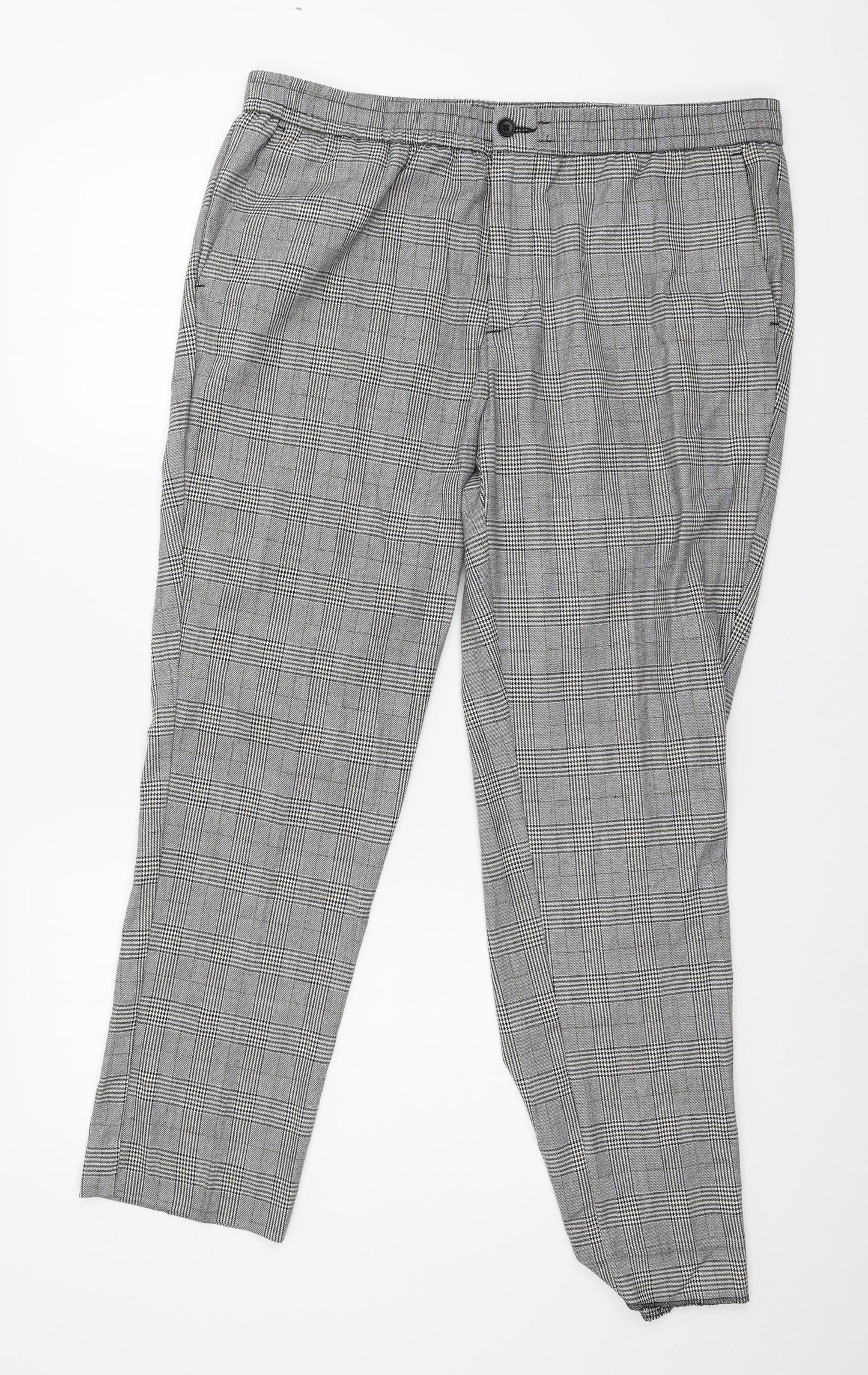 New Look Mens Grey Check  Trousers  Size L L27 in