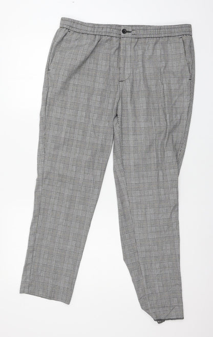 New Look Mens Grey Check  Trousers  Size L L27 in