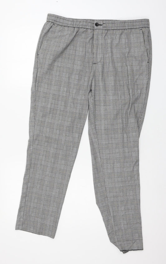 New Look Mens Grey Check  Trousers  Size L L27 in