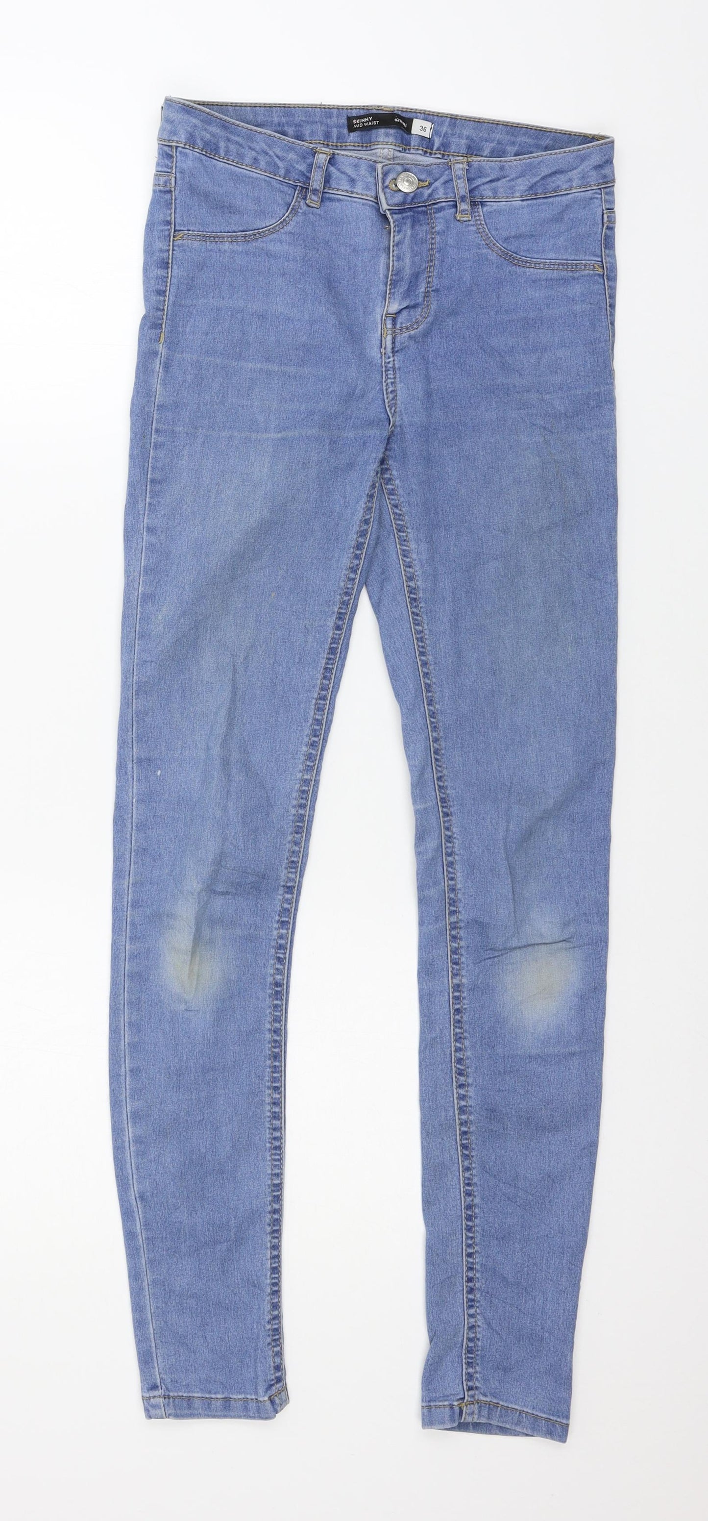 Womens UK Size 8 Sinsay Regular Fit Skinny Blue Jeans