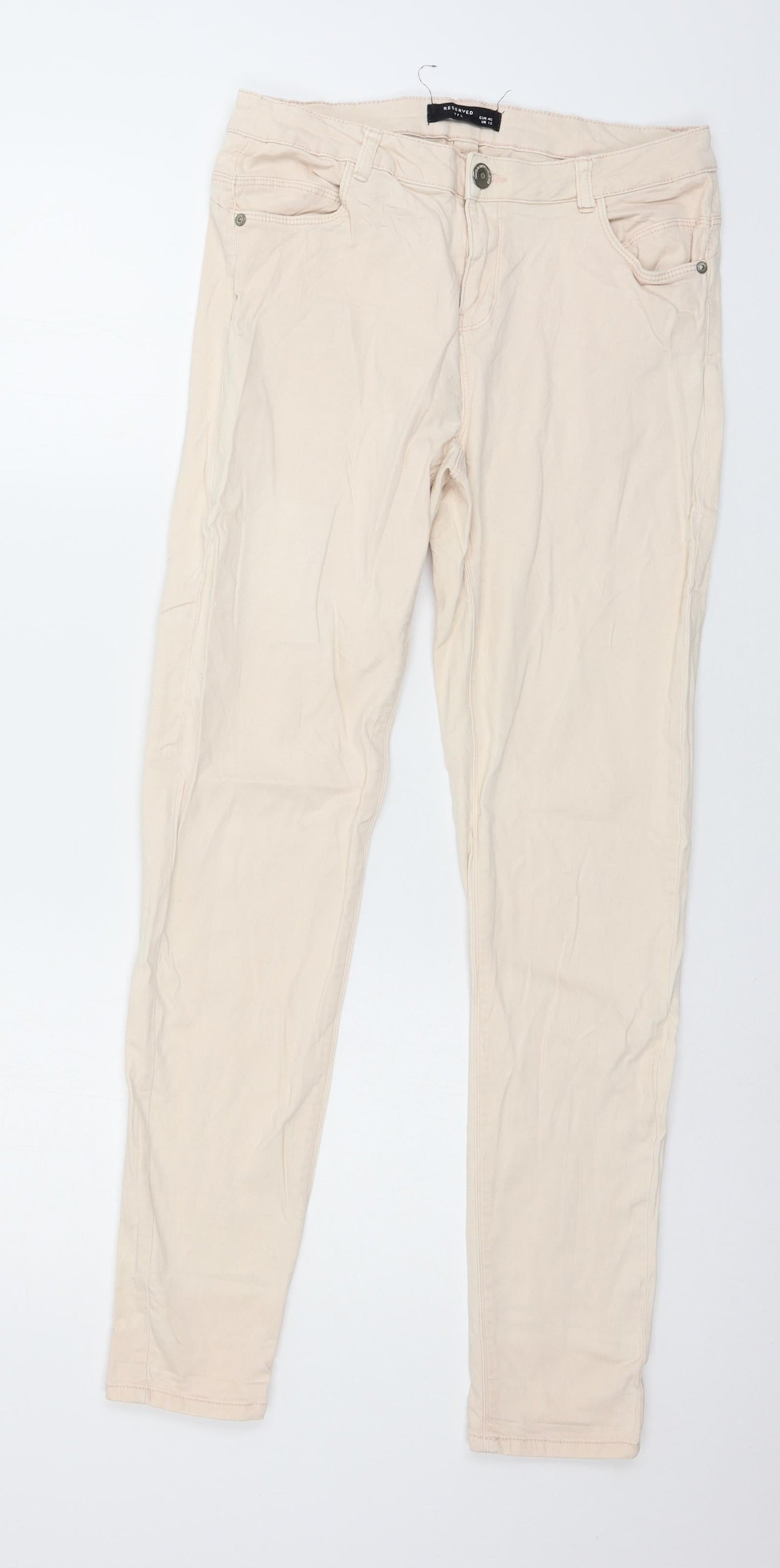 Womens UK Size 12 RESERVED Regular Fit Skinny Pink Jeans