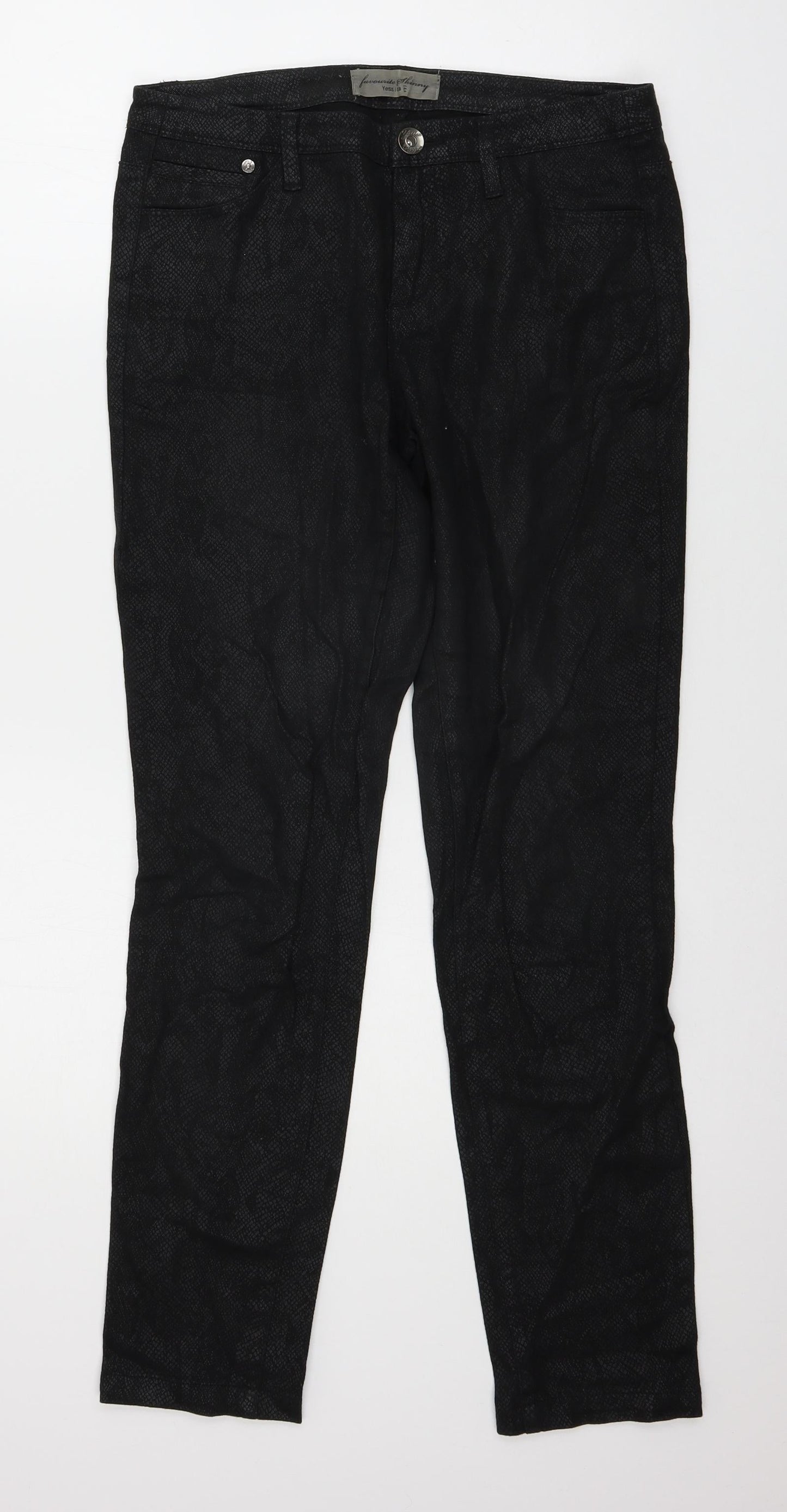 Yessica Womens Black Animal Print Denim Skinny Jeans Size 10 L29 in