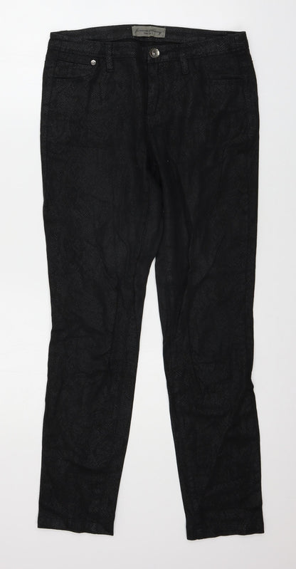 Yessica Womens Black Animal Print Denim Skinny Jeans Size 10 L29 in