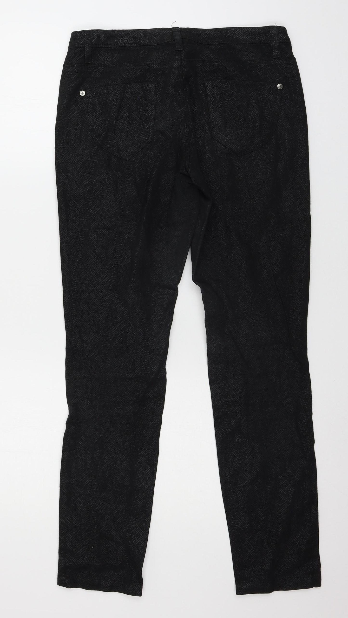 Yessica Womens Black Animal Print Denim Skinny Jeans Size 10 L29 in