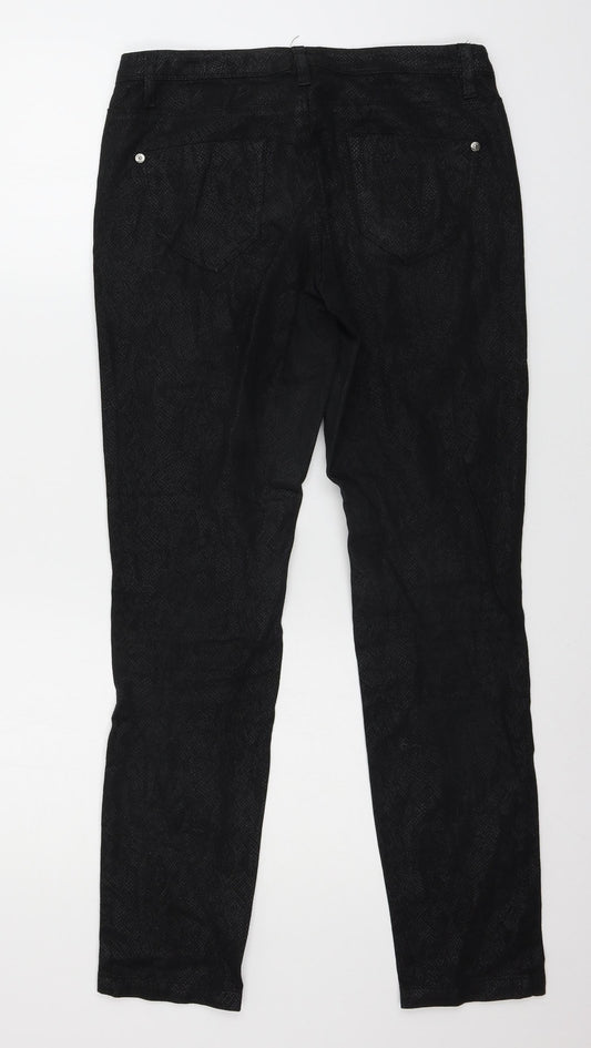 Yessica Womens Black Animal Print Denim Skinny Jeans Size 10 L29 in