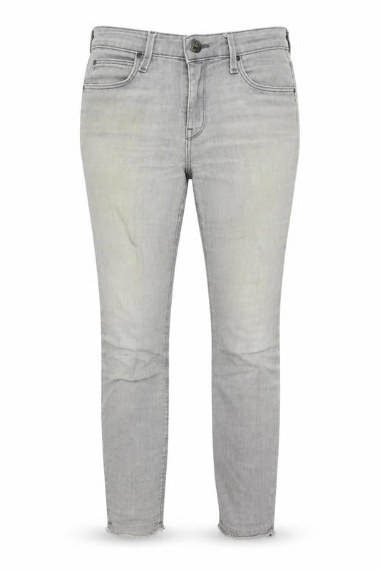 Front view of Lee Cooper women’s grey denim skinny jeans, size UK 30, in, 25-inch leg