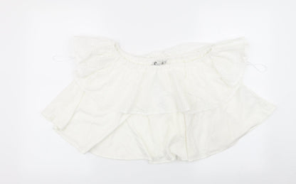 Pull&Bear pull and bear Womens White Geometric  Basic Blouse Size M
