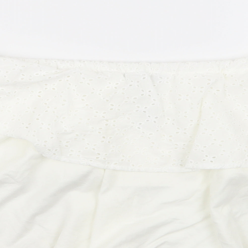 Pull&Bear pull and bear Womens White Geometric  Basic Blouse Size M